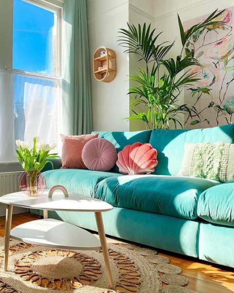 Яскраві Дивани: Змініть Свій Простір На Краще! 19 - Ліжка Та Матраци 7 чудових інтер'єрів, де яскравий диван став основою