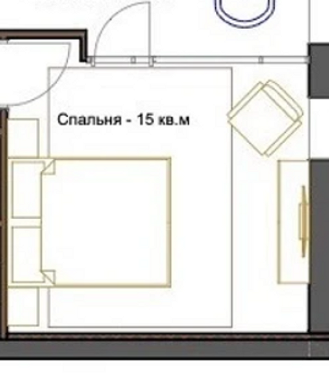 Схема планування квадратної мансардної спальні