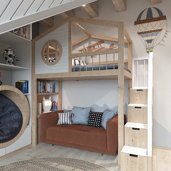 Дизайн Дитячої: Вибираємо Ліжко-Горище! 16 - Ліжка Та Матраци Двухъярусная кровать с диваном: особенности конструкции, идеи дизайна и 43 фото