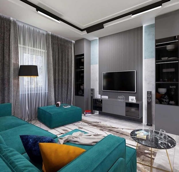 Як і з чим поєднувати бірюзовий диван в інтер'єрі