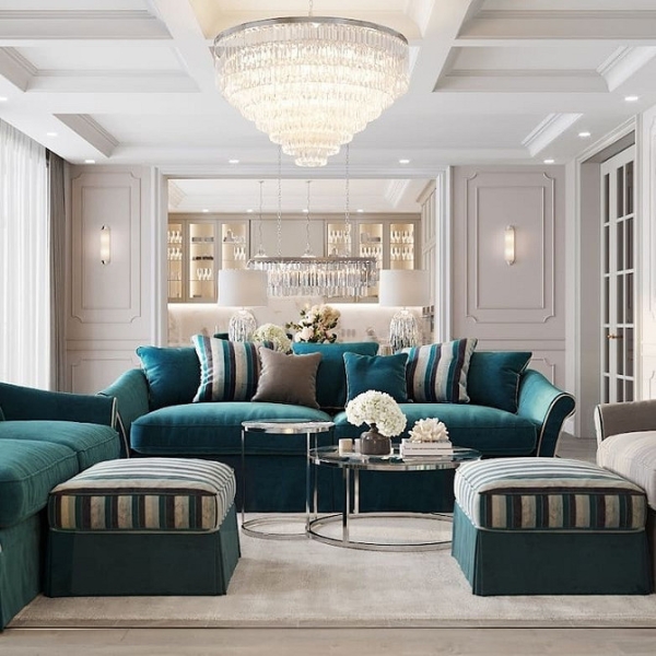 Як і з чим поєднувати бірюзовий диван в інтер'єрі