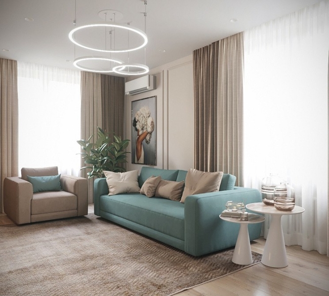 Як і з чим поєднувати бірюзовий диван в інтер'єрі