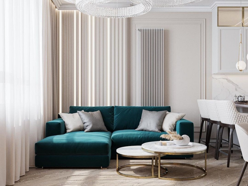 Як і з чим поєднувати бірюзовий диван в інтер'єрі