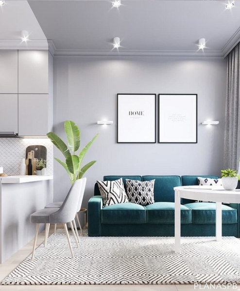 Як і з чим поєднувати бірюзовий диван в інтер'єрі