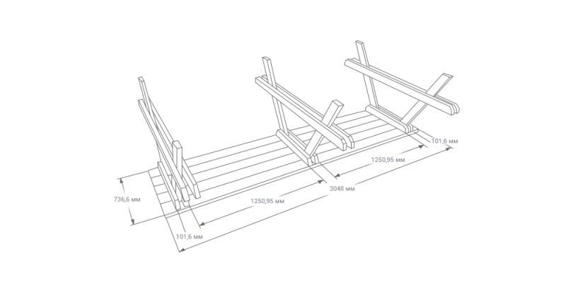 Схема збірки вуличного столу з лавками
