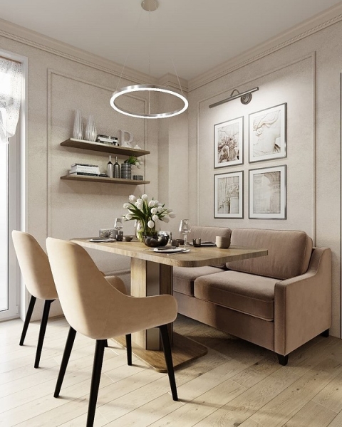 Коричневий диван в інтер'єрі кухні: зручність та стиль