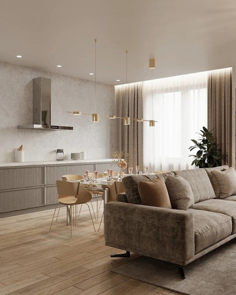 Коричневий диван в інтер'єрі кухні: елегантність та стиль