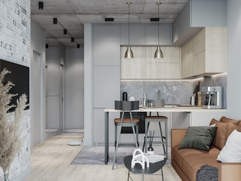 Коричневий диван в інтер'єрі кухні: практичні рішення