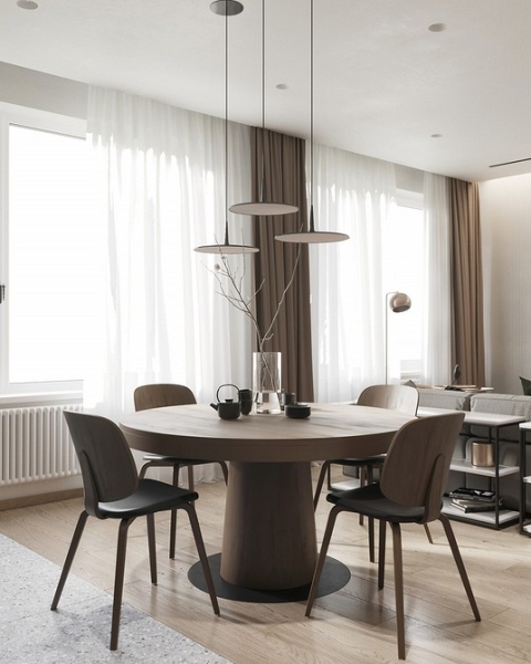 Круглий стіл в інтер'єрі: фото стильних рішень