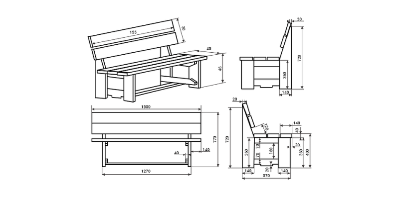Лавочка з дерева своїми руками зі спинкою: готовий чертеж і інструкція
