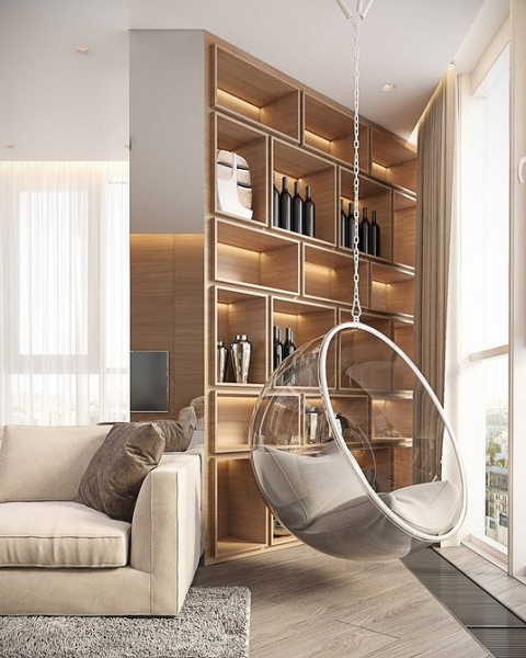 Підвісне крісло в інтер'єрі: види та вдалі варіанти розміщення