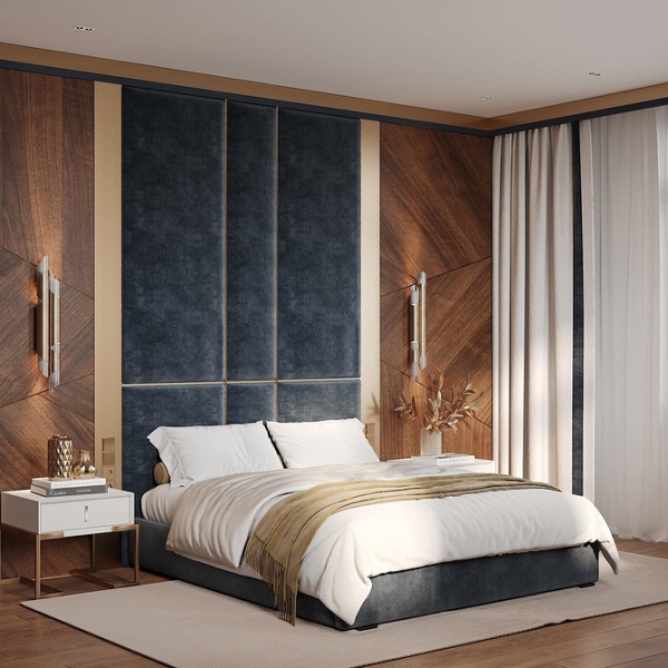 Стильне узголів'я ліжка з оригінальною оббивкою