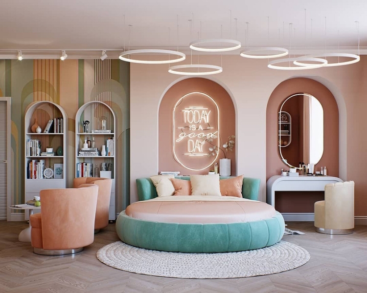 Округлі форми: тренд в дизайні спальні Дизайн спальні з акцентом на округлі форми