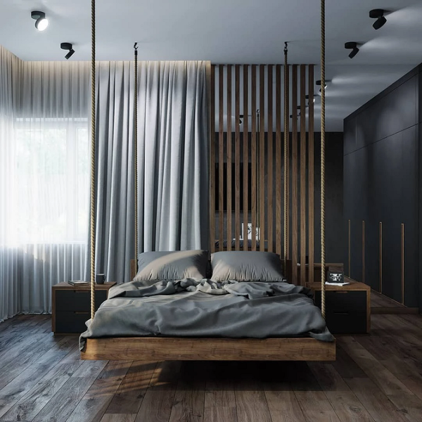 Ліжко, що парить, з мінімалістичним узголів'ям