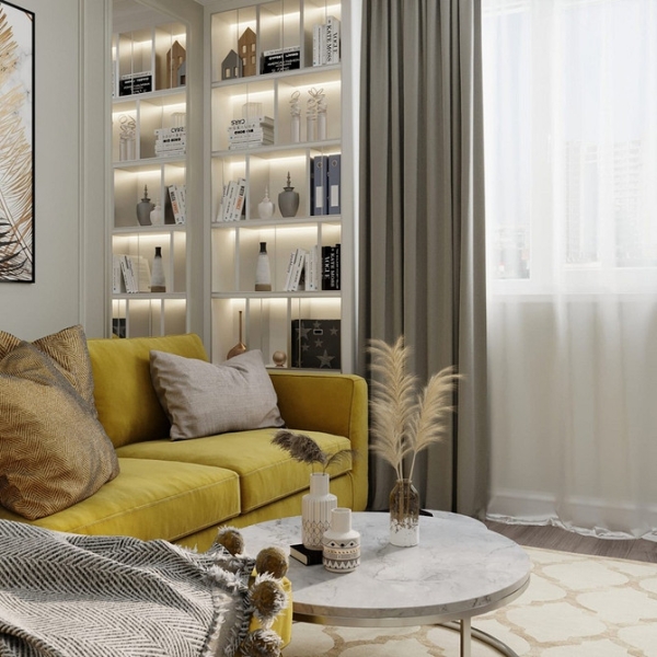 Як Вибрати Жовтий Диван Для Вашого Інтер'Єру: Корисні Поради! 19 - Ліжка Та Матраци Жовтий диван в інтер'єрі: поради щодо вибору та 100 красивих фотоприкладів