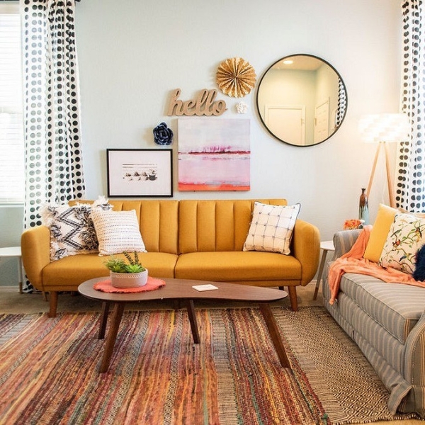 Як Вибрати Жовтий Диван Для Вашого Інтер'Єру: Корисні Поради! 23 - Ліжка Та Матраци Жовтий диван в інтер'єрі: поради щодо вибору та 100 красивих фотоприкладів